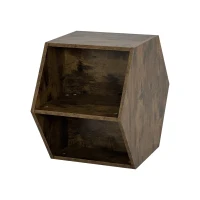 Hexagonal Coffee Table Side Table Nightstand, Antique Wood, MDF, Multiple Layouts, 23.62'' x 23.62'' x 15.74'', Antique brown(m-2)