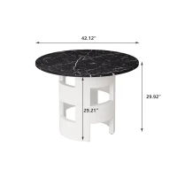 42.12" Modern Round Dining Table with Printed Black Marble Table Top, Sturdy MDF Base, Easy Assembly, 220 lbs Capacity, Black White(m-3)
