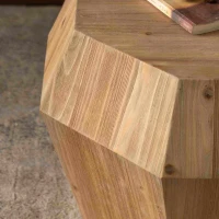 31.5" Octagonal Wooden Coffee Table, American Retro Style, Fir Wood and MDF, No Assembly Required, 150 lbs Weight Capacity, Natural(m-7)