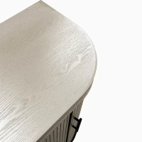 Modern Curved Sideboard, 47.2-Inch Decorative Storage Cabinet with 4 Doors and Adjustable Shelves for Living Room, Kitchen, Bedroom, Hallway, 47.24" x 15.75" x 32.28", Champagne(m-9)