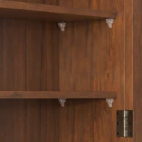 Vintage Double Door Wall Cabinet with Glass Doors, Three Tiers of Storage, and Towel Rack for Bathroom, Kitchen, Dining Room, 24.8", Brown(m-8)