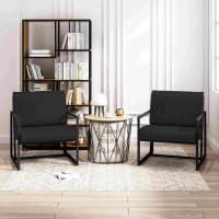 Modern Fashion PU Leather Armchair with Metal Frame, Extra-Thick Padded Backrest and Seat Cushion, Ergonomic Design, 26.77"L x 25.98"W x 29.53"H, Black(m-4)