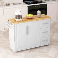 Kitchen Island Cart with 2 Door Cabinet, White