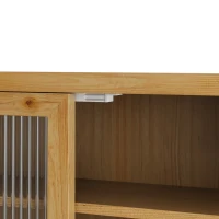 Vintage Double Door Wall Cabinet with Glass Doors, Three Tiers of Storage, and Towel Rack for Bathroom, Kitchen, Dining Room, 24.8", Natural(m-7)