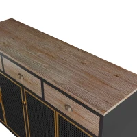 48" Wide Modern Sideboard with 4 Doors and 3 Top Drawers, Freestanding Storage Cabinet for Living Room, Office, Bedroom, 47.64"L x 14.17"W x 31.89"H, Dark Gray(m-8)