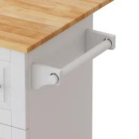 Kitchen Island Cart with 2 Door Cabinet, Three Drawers, Spice Rack, Towel Rack, and Locking Wheels, 43.31" Width, White(m-6)