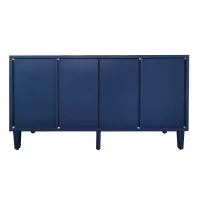 Stylish 2-Door 3-Drawer Cabinet with Carved Effect, Adjustable Shelves, and Easy Assembly, 55.12"L x 15.75"W x 32.68"H, Navy Blue(m-9)