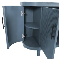Modern Curved Sideboard, 47.2-Inch Decorative Storage Cabinet with 4 Doors, Adjustable Interior Shelves, Wooden Console Table for Living Room, Kitchen, Bedroom, Hallway, Blue(m-7)