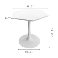 31.5" Modern Hexagonal Coffee Table with MDF Top and Metal Base, Sturdy and Durable, Easy Assembly, 220 lbs Load Capacity, White(m-3)