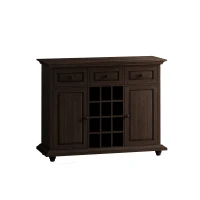 Vintage Style 3-Drawer 2-Door Storage Cabinet with 12-Grid Wine Rack, Adjustable Shelves, Anti-Tipping Design, 47.64"L x 17.13"W x 36.02"H, Brown(m-2)