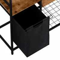 Portable Wardrobe Clothes Rack, Freestanding Clothing Rack with Bottom Mesh Storage, Premium Oxford Cloth Bag, 47.24"L x 15.75"W x 72.05"H, Black+Brown(m-11)