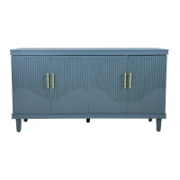 59.84'' Large 4-Door Cabinet, Solid Wood and MDF, Adjustable Shelves, 330 lbs Top Surface Capacity, 59.84''L x 15.75''W x 32.28''H, Blue(m-2)