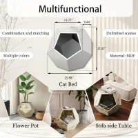 Modern Pet Furniture Cat Litter Box, Multifunctional Side Table and Planter, MDF, 25.98'' x 25.98'' x 21.07'', White Oak(m-4)