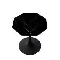 31.5" Modern Octagonal Coffee Table with Printed Black Marble Table Top, Metal Base, Easy Assembly, and High Load-Bearing Capacity, marble(m-10)