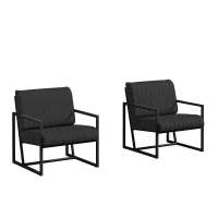 Modern Fashion PU Leather Armchair with Metal Frame, Extra-Thick Padded Backrest and Seat Cushion, Ergonomic Design, 26.77"L x 25.98"W x 29.53"H, Black(m-10)