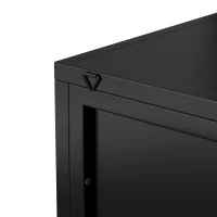 22.25'' Floor Corner Cabinet, Three Tiers with Tempered Glass Doors and Storage Shelves for Bathroom, Living Room, and Bedroom, 22.25"L x 16.75"W x 43.3"H, Black(m-9)