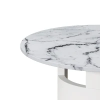 42.12" Modern Round Dining Table with Printed White Marble Table Top, Sturdy MDF Construction, Easy Assembly and Maintenance, 220 lbs Weight Capacity, White(m-5)