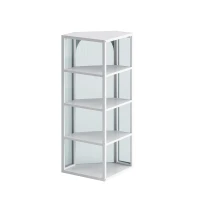 Glass Door Wall Mounted Corner Cabinet with Four-Tier Storage for Bedroom, Living Room, Bathroom, Kitchen, 22.24"L x 15.94"W x 41.34"H, White(m-9)