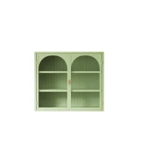 27.56" Glass Doors Modern Two-Door Wall Cabinet with Three-Tier Storage, Woven Pattern, Iron and Tempered Glass for Dining Room, Bathroom, 27.56"L x 9.06"W x 23.62"H, Green(m-11)