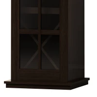 Modern Glass Door Wine Cabinet with Drawer and X-Shaped Wine Rack, Adjustable Shelves, 17.32"L x 15.24"W x 50.2"H, Brown(m-7)