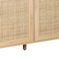 Elegant 4-Door Rattan Storage Cabinet, Adjustable Shelves, Easy Assembly, 62.20"L x 15.75"W x 34.25"H, Natural(m-6)