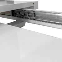 47.25"-63" Modern Glossy Dining Table for 4-6 People, Extendable with Crossed Metal Base and Stainless Steel Tubes, 220 lbs Capacity, White(m-8)