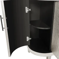 Modern Curved Sideboard, 47.2-Inch Decorative Storage Cabinet with 4 Doors and Adjustable Shelves for Living Room, Kitchen, Bedroom, Hallway, 47.24" x 15.75" x 32.28", Champagne(m-7)