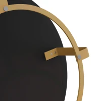 Modern Round Coffee Table, Wooden Carving Pattern with Metal Legs, Pine and MDF, 31.5"x31.5"x13.78", Natural+Gold(m-8)