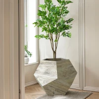 Modern Pet Furniture Cat Litter Box, Multifunctional Side Table and Planter, MDF, 25.98'' x 25.98'' x 21.07'', White Oak(m-6)