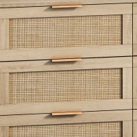 43.31" 6-Drawer Rattan Storage Cabinet, Modern Natural Design, High-Quality Chipboard, Ample Storage Space for Bedroom and Living Room, Natural(m-6)