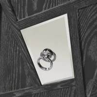 Modern 4-Door Cabinet with Mirrored Decorative Doors, Ample Storage, Easy Assembly, 59.84"L x 15.75"W x 31.89"H, Grey(m-9)