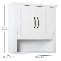 HOMCOM Wall Mount Bathroom Cabinet, Storage Organizer Kitchen Cupboard with 2 Doors and Adjustable Shelf White(m-3)