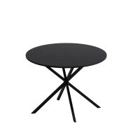 42.13'' Modern Cross Leg Round Dining Table, Black Top, Two Piece Removable Top, Matte Finish Iron Legs, Easy Assembly, Black(m-2)