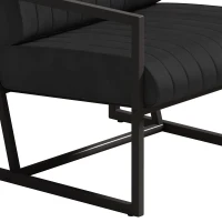 Modern Fashion PU Leather Armchair with Metal Frame, Extra-Thick Padded Backrest and Seat Cushion, Ergonomic Design, 26.77"L x 25.98"W x 29.53"H, Black(m-9)