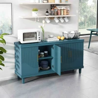 59.84'' Large 4-Door Cabinet, Solid Wood and MDF, Adjustable Shelves, 330 lbs Top Surface Capacity, 59.84''L x 15.75''W x 32.28''H, Blue(m-4)