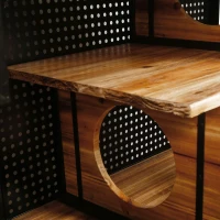 Spacious Cat House with Tempered Glass, Modern Style, Sturdy Fir Wood and Iron Frame, 55.12"L x 22.83"W x 29.92"H, Black+Brown(m-9)