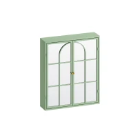 Vintage Two Door Wall Cabinet with Mirror, Three-Level Storage, Retro Style, Iron and Glass, 23.62"L x 5.91"W x 27.56"H, Green(m-2)