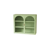 27.56" Glass Doors Modern Two-Door Wall Cabinet with Three-Tier Storage, Woven Pattern, Iron and Tempered Glass for Dining Room, Bathroom, 27.56"L x 9.06"W x 23.62"H, Green(m-12)