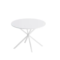 42.13'' Modern Cross Leg Round Dining Table, White Top, Two Piece Removable Top, Matte Finish Iron Legs, Easy Assembly, White(m-2)