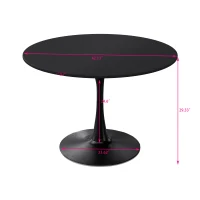 42.12" Modern Round Dining Table with MDF Top and Metal Base, Sturdy and Durable, Easy Assembly and Maintenance, Black(m-3)