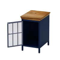 Nightstand with Storage Cabinet & Solid Wood Tabletop, Bedside Table, Sofa Side Coffee Table for Bedroom and Living Room, 12.2"L x 15.75"W x 20.08"H, Blue(m-8)