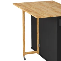 Kitchen Island Cart with 2 Door Cabinet, 3 Drawers, Spice Rack, Towel Rack, Expandable Desktop, and Locking Wheels, 43.31" Width, Black(m-10)