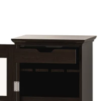 Modern Glass Door Wine Cabinet with Drawer and X-Shaped Wine Rack, Adjustable Shelves, 17.32"L x 15.24"W x 50.2"H, Brown(m-6)