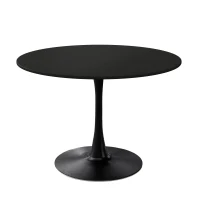 42.12" Modern Round Dining Table with MDF Top and Metal Base, Sturdy and Durable, Easy Assembly and Maintenance, Black(m-2)