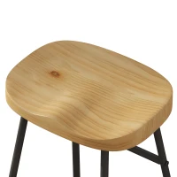 29.53" Minimalist Bar Stools Set of 2, Counter Height, Pine Wood and Iron Frame, Ergonomic Design, 250 lbs Capacity, Easy Assembly, Wood(m-6)