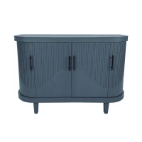 Modern Curved Sideboard, 47.2-Inch Decorative Storage Cabinet with 4 Doors, Adjustable Interior Shelves, Wooden Console Table for Living Room, Kitchen, Bedroom, Hallway, Blue(m-2)