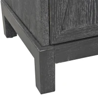 Modern 4-Door Cabinet with Mirrored Decorative Doors, Ample Storage, Easy Assembly, 59.84"L x 15.75"W x 31.89"H, Grey(m-10)