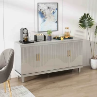 59.84'' Large 4-Door Cabinet, Solid Wood and MDF, Adjustable Shelves, 330 lbs Top Surface Capacity, 66 lbs Laminate Capacity, 59.84''L x 15.75''W x 32.28''H, Champagne(m-1)