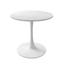 32" Modern Round Dining Table with MDF Top and Metal Base, Sturdy and Easy to Assemble, 220 lbs Weight Capacity, White(m-2)