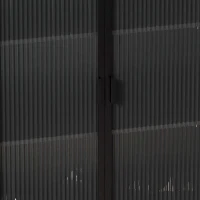 28.35" Glass Doors Modern Two-Door Cabinet with Three-Tier Storage and Fir Wood Top for Entryway, Living Room, Home Office, Dining Room, Black+Brown(m-8)